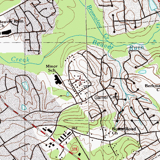 Topographic Map of Beaver Hills, GA