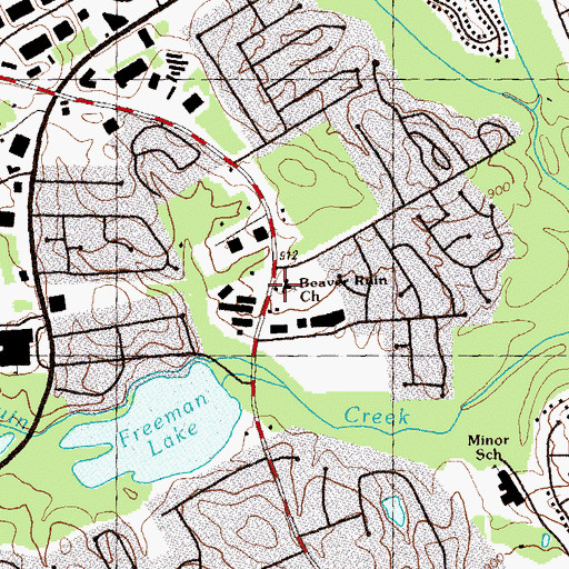 Topographic Map of Beaver Ruin Church, GA