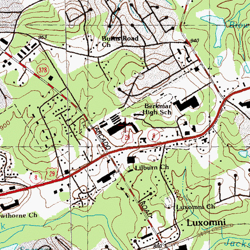 Topographic Map of Beaver Ruin Village Shopping Center, GA