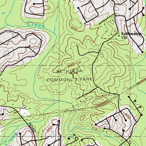 Topographic Map of Bethesda Community Park, GA
