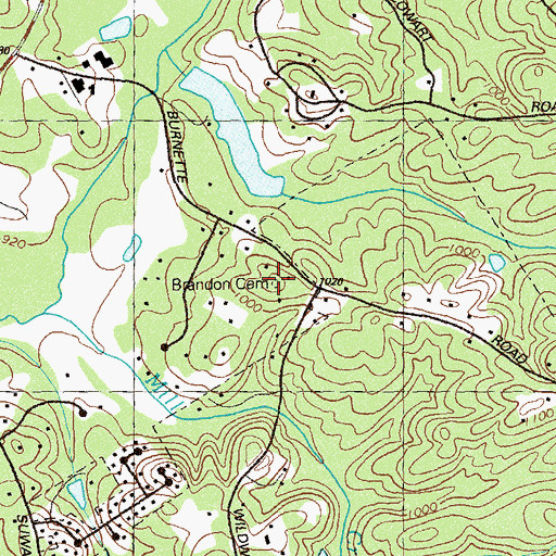 Topographic Map of Brandon Cemetery, GA