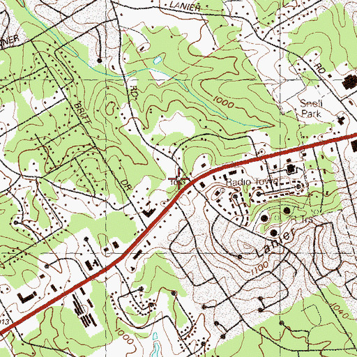Topographic Map of Britt Plaza Shopping Center, GA