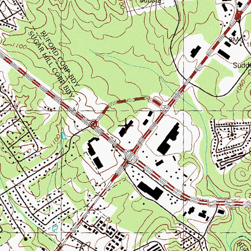Topographic Map of Buford Crossroads Shopping Center, GA