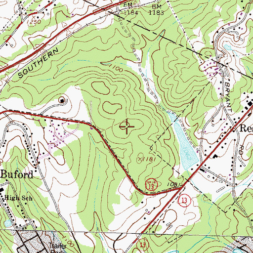 Topographic Map of Buford High School, GA