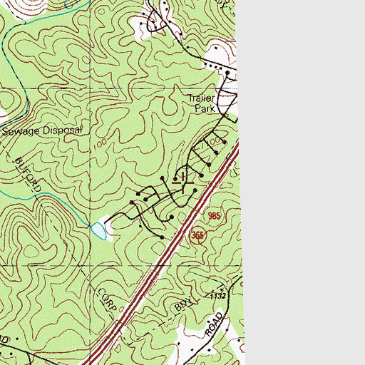 Topographic Map of Buford Horizons Mobile Home Park, GA