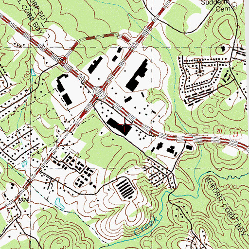 Topographic Map of Buford Mall Shopping Center, GA