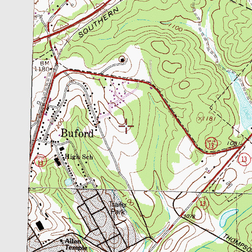 Topographic Map of Buford Middle School, GA