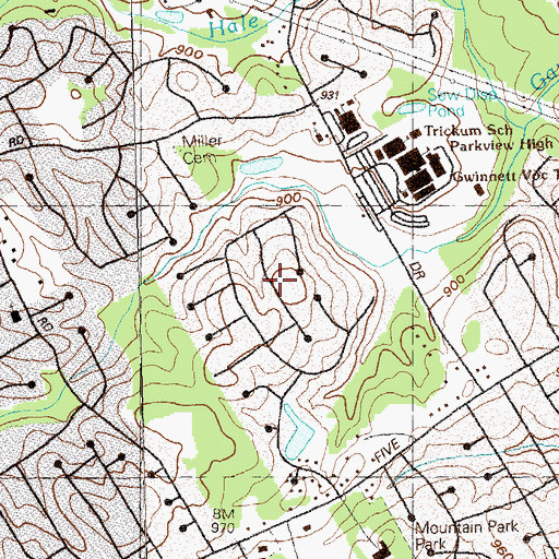 Topographic Map of Camp Creek Estates, GA