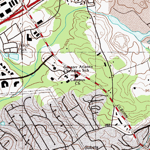 Topographic Map of Campus Church, GA