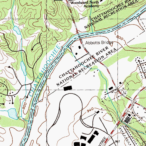 Topographic Map of Chattahoochee National Recreation Area, GA