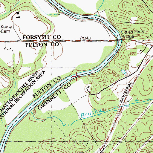 Topographic Map of Collins Ferry (historical), GA