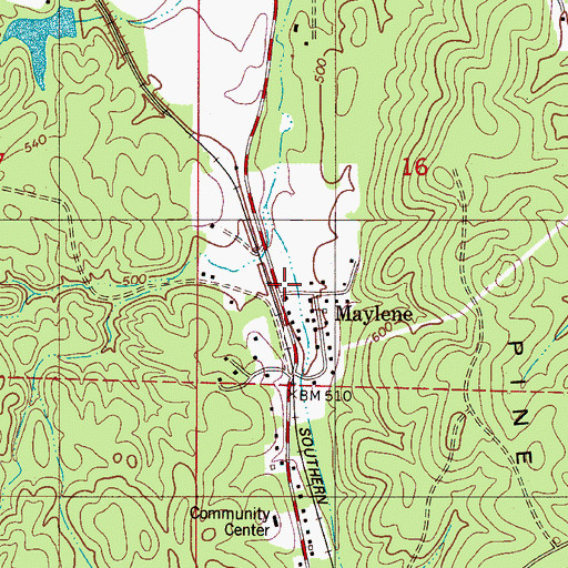 Topographic Map of Maylene Post Office, AL