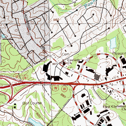Topographic Map of Corinth Church, GA