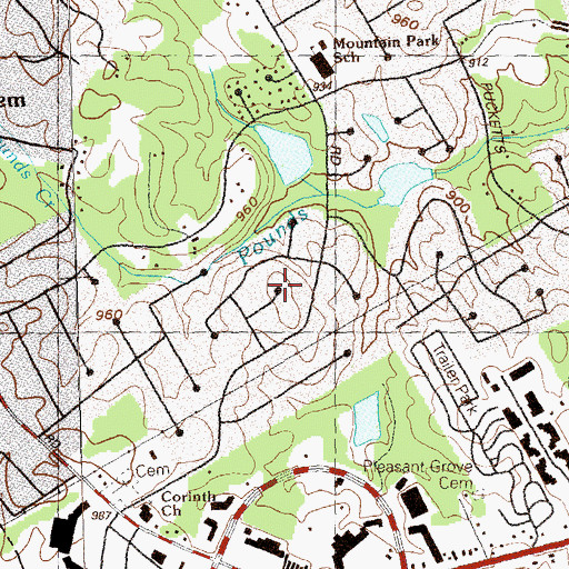 Topographic Map of Corinth Hills, GA
