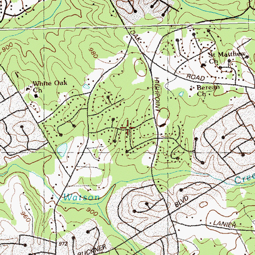 Topographic Map of Country Square, GA