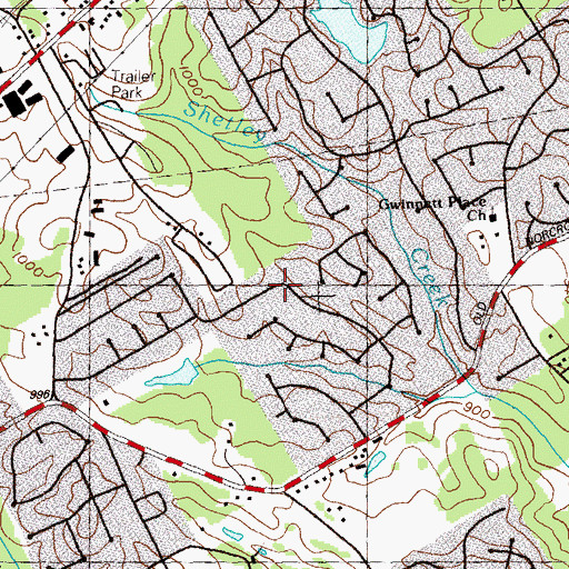 Topographic Map of Covered Bridge, GA