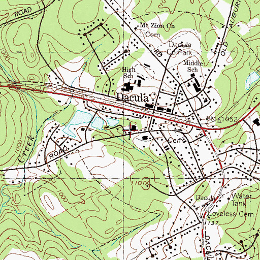 Topographic Map of Dacula City Hall, GA