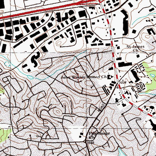 Topographic Map of Danbury Village, GA