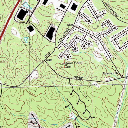 Topographic Map of Dean Road Cemetery, GA