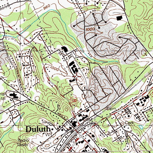 Topographic Map of Duluth High School, GA