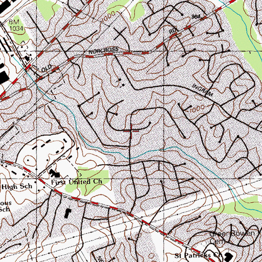 Topographic Map of Edgemoor, GA