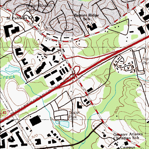 Topographic Map of Exit 38, GA