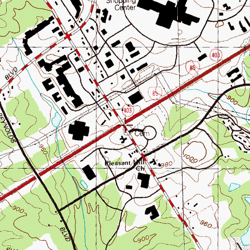 Topographic Map of Exit 40, GA