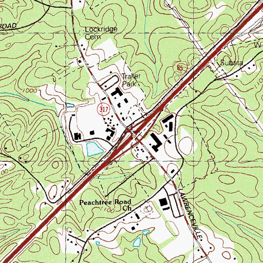 Topographic Map of Exit 44, GA