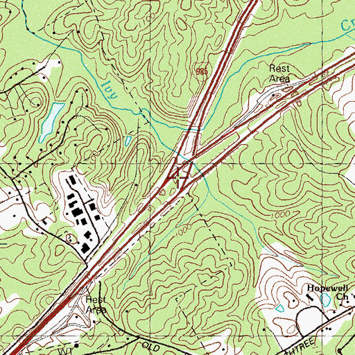 Topographic Map of Exit 45, GA