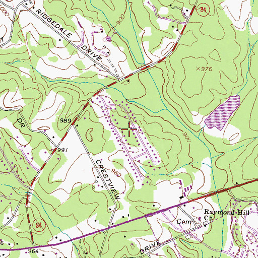 Topographic Map of Falcon Ridge, GA