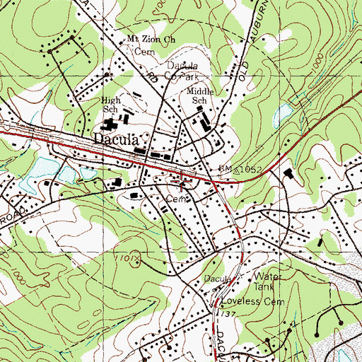 Topographic Map of First Baptist Church of Dacula, GA