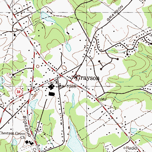 Topographic Map of First Baptist Church of Grayson, GA