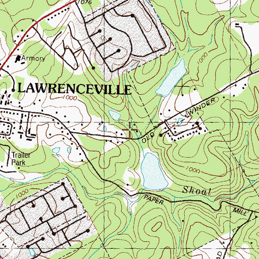 Topographic Map of First United Methodist Church of Lawrenceville, GA