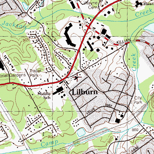 Topographic Map of First Baptist Church of Lilburn, GA