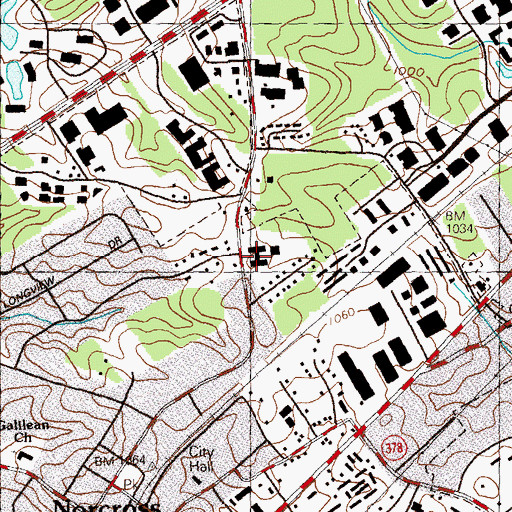 Topographic Map of First Baptist Church of Norcross, GA