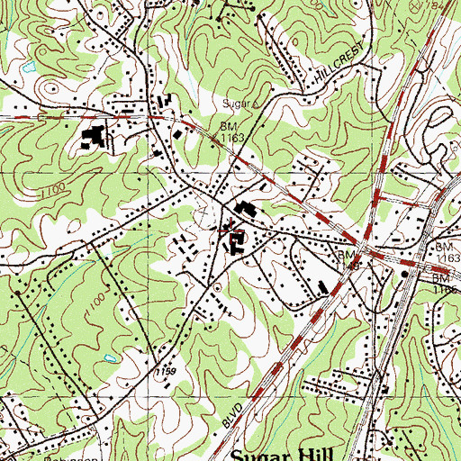 Topographic Map of First Baptist Church of Sugar Hill, GA
