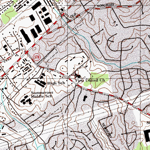 Topographic Map of First United Church, GA