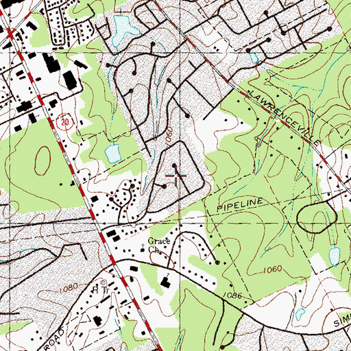 Topographic Map of Forest East, GA