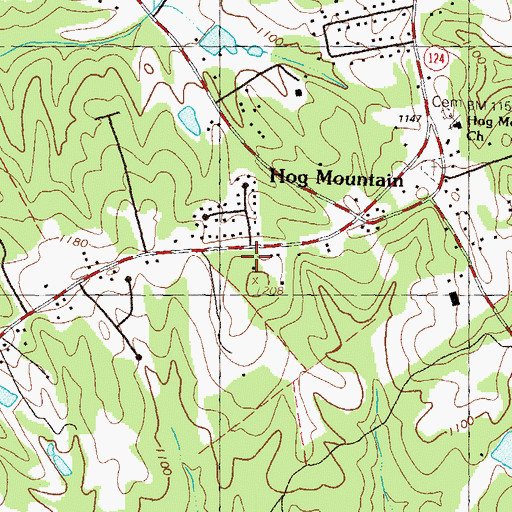 Topographic Map of Fort Daniel Monument, GA