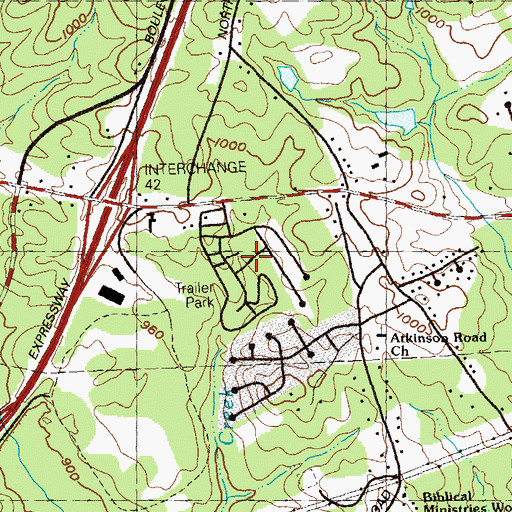 Topographic Map of Friendly Village of Crooked Creek, GA