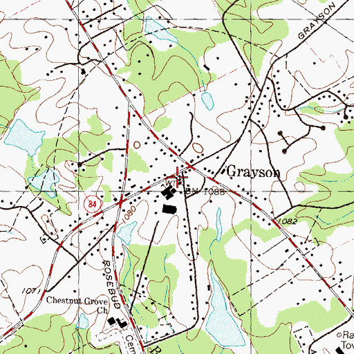 Topographic Map of Grayson City Hall, GA