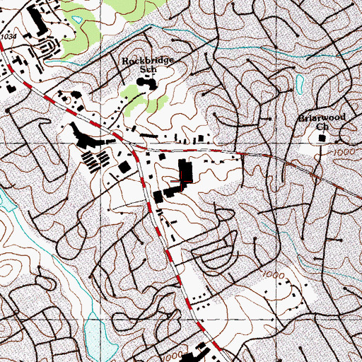 Topographic Map of Green Corners Shopping Center, GA