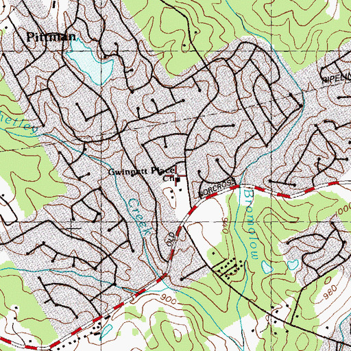 Topographic Map of Gwinnett Place Church, GA