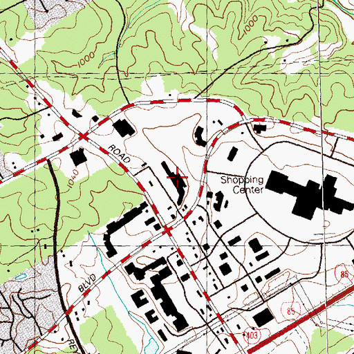 Topographic Map of Gwinnett Station Shopping Center, GA