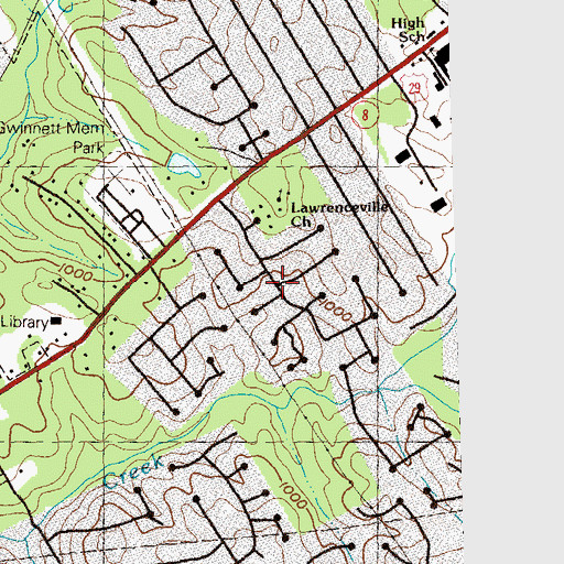 Topographic Map of Hanarry Estates, GA