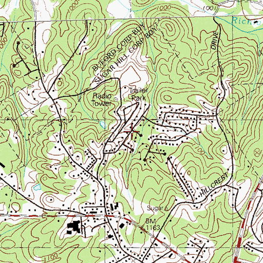 Topographic Map of Hickory Hills, GA