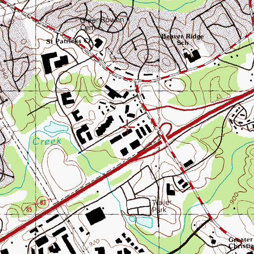 Topographic Map of Indian Trail Industrial Park, GA