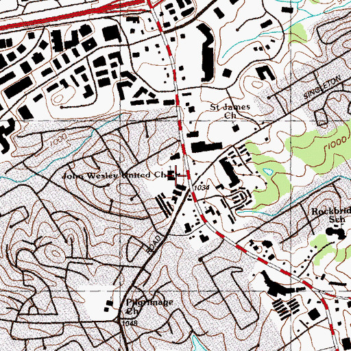 Topographic Map of John Wesley United Church, GA