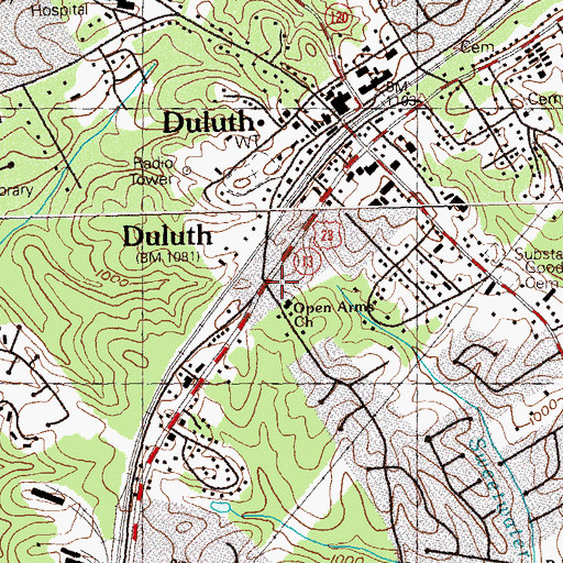 Topographic Map of Duluth Plaza Shopping Center, GA