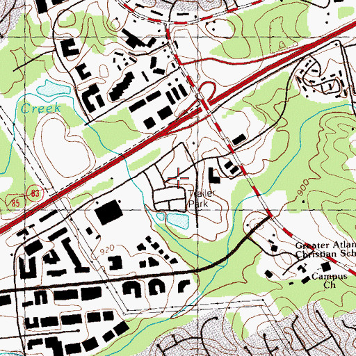 Topographic Map of Jones Mobile Home Park, GA